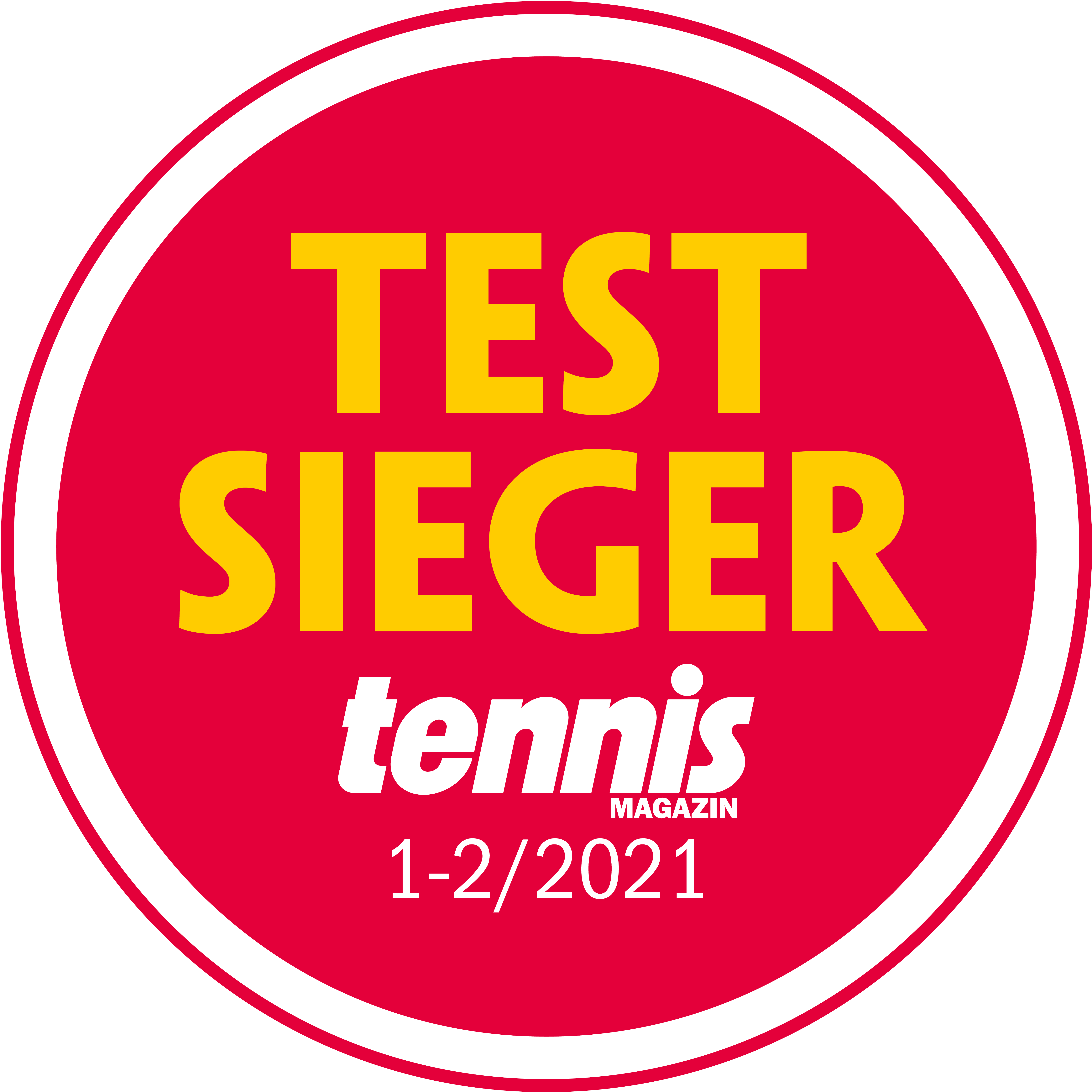 tennisMAGAZIN Testsieger Logo 1 2 2021